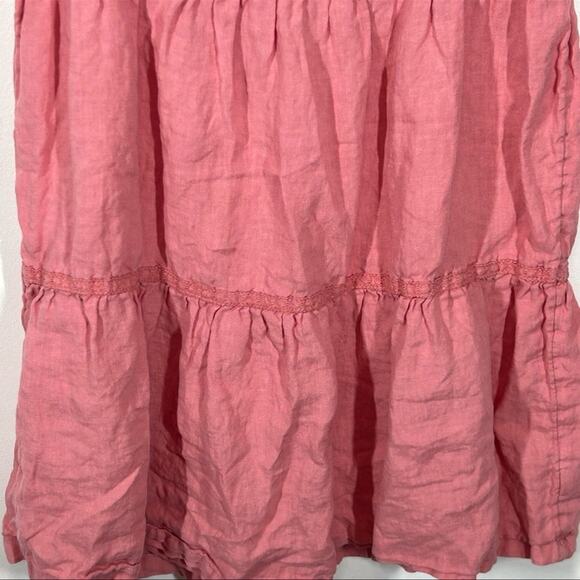 Lucky Brand Pink Linen Tiered Babydoll Mini Dress Small - Picture 7 of 12